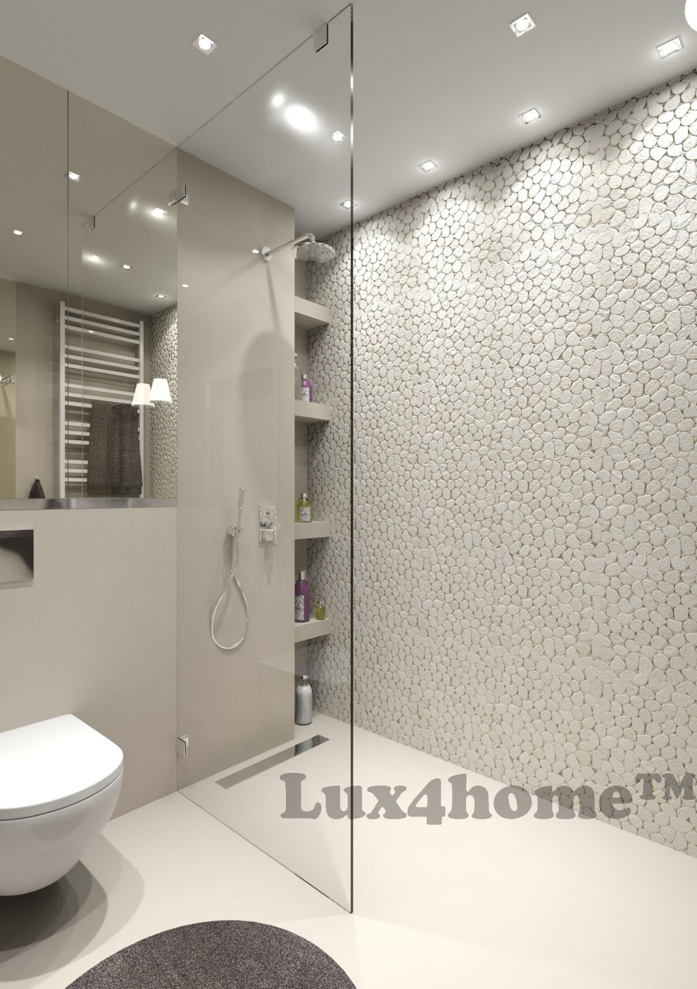 Mozaika kamienna Białe otoczaki - producent - otoczaki pod prysznicem